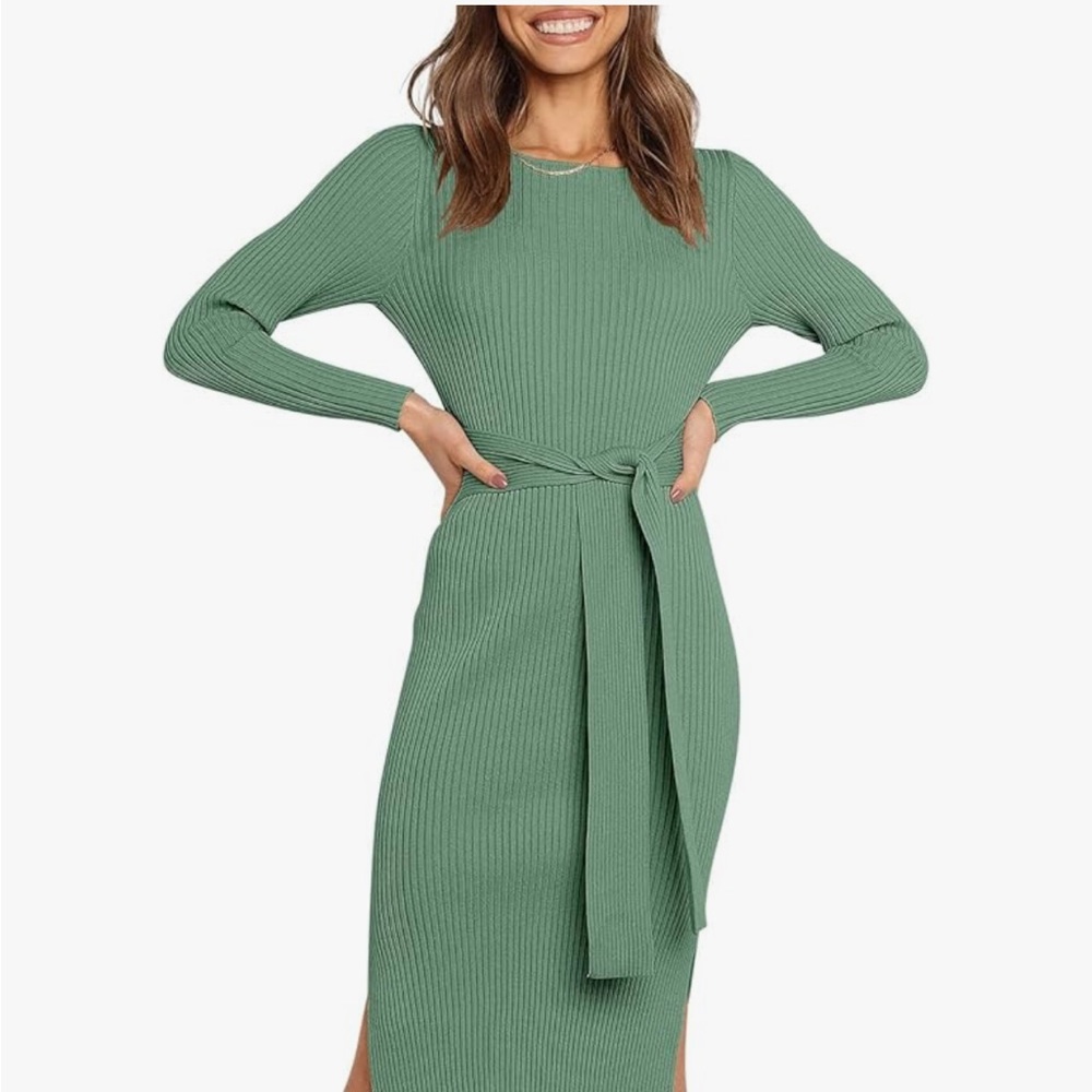Teal Ribbed Knit Dress